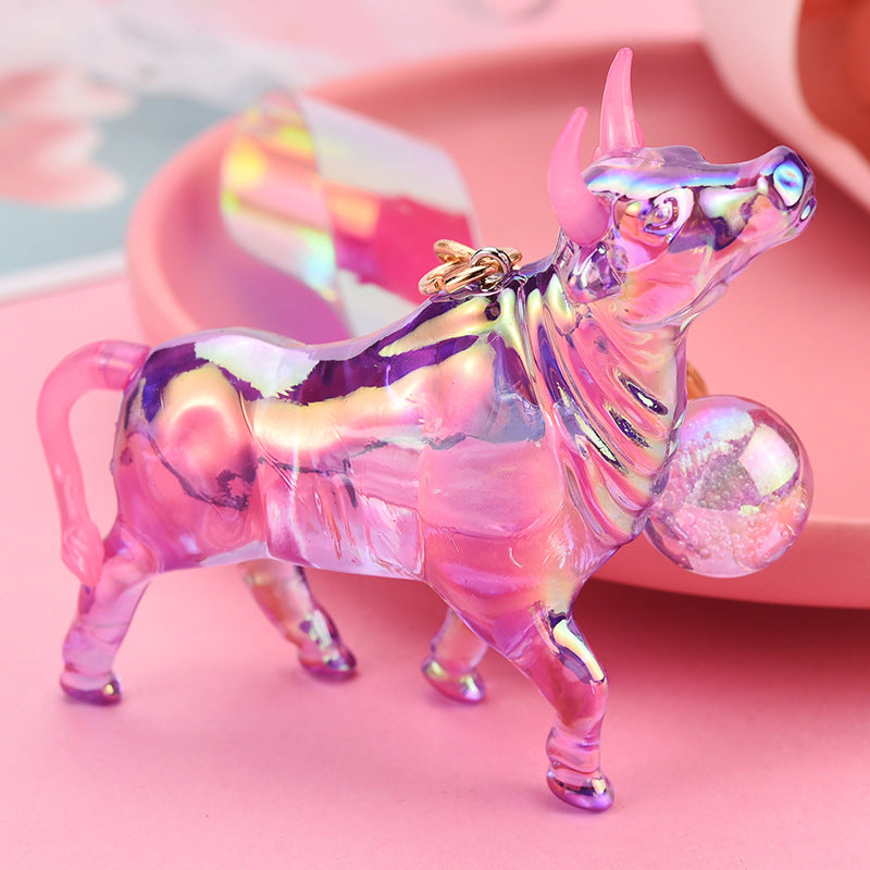 Wholesale acrylic colorful zodiac cow doll machine pendant car keychain